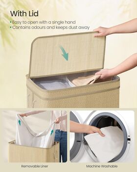 Laundry Basket Bamboo Hamper With Lid, 3 of 5
