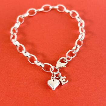 Personalised Sterling Silver Heart Initial Charm Bracelet, 3 of 4