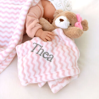 Personalised Bear With Bow Comforter And Blanket Set, 3 of 6