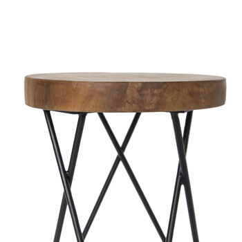 Teak Round Low Stool Side Table, 7 of 8
