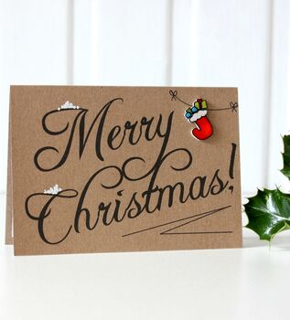 Christmas Stocking, Traditional Festive Christmas Card, 2 of 5