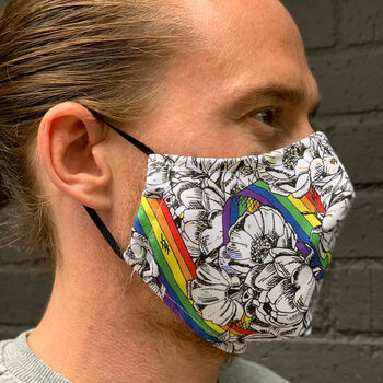 Roses And Rainbow Fabric Fitted Reusable Face Mask, 4 of 7