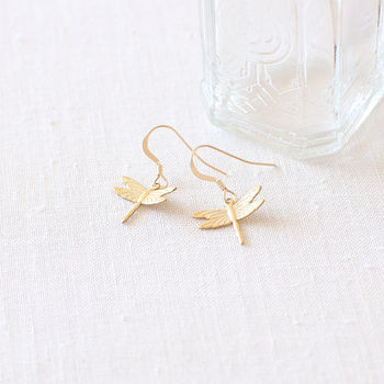 Gold Dragonfly Earrings, 4 of 5