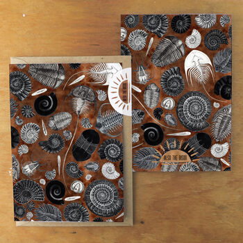 Ammonoidea Fossil Print A6 Greetings Cards, 3 of 7