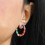 Small Rainbow Beaded Hoop Earrings In Gold Plating, thumbnail 1 of 4