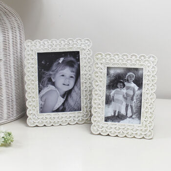 White Crochet Effect Photo Frame Two Sizes, 2 of 3