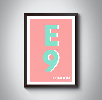 E9 Homerton Hackney London Typography Postcode Print, 9 of 10