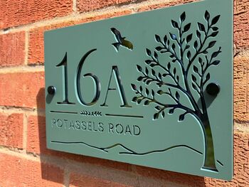 Personalised Tree And Bird Acrylic House Number Sign, 4 of 9