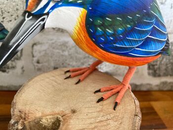 Hand Carved Wooden Kingfisher Bird Figurine Hand Painted, 7 of 7