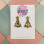 Black And Gold Glitter Christmas Tree Resin Earrings, thumbnail 1 of 4