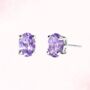 Lavender Amethyst Oval Stud Earrings In Sterling Silver And Gold, thumbnail 1 of 11