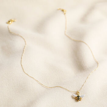 Tiny Gold Plated Enamel Bumblebee Pendant Necklace, 3 of 5