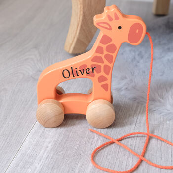 Personalised Giraffe Wooden Pull Along Toy, 2 of 2