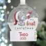 Personalised Tiny Tatty Teddy First Christmas Acrylic Snow Globe Tree Decoration, thumbnail 1 of 4