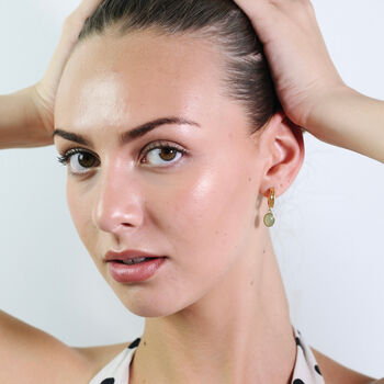 Emerald Small Hoop Earrings, 3 of 6