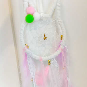 Wall Hanging Room Decoration Pastel Bunny Dream Catcher, 4 of 6