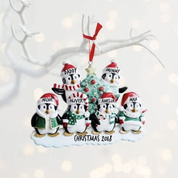Personalised Penguin Family Christmas Decoration, 4 of 4
