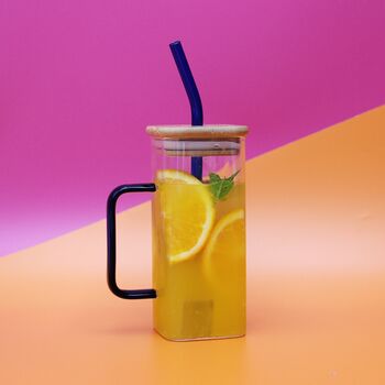 Coloured Glass Mug And Straw With Optional Engraving, 2 of 7