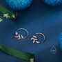 Cz Leaf Open Hoop Earrings In Sterling Silver, thumbnail 2 of 10