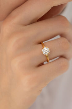 One Carat Round Solitaire Moissanite Engagement Ring In Sterling Silver And Gold Vermeil, 10 of 11