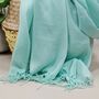 Plain Lightweight Tassel Scarf In Mint Green, thumbnail 3 of 3