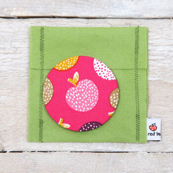 Pink Apple Print Fabric Handbag Mirror, 2 of 4