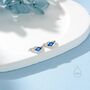 Tiny Rhombus Sapphire Blue Cz Huggie Hoop In Sterling Silver, thumbnail 6 of 12