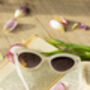 White Diagonal Cut Cat Eye Oval Sunglasses, thumbnail 6 of 7