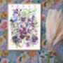 February Violets Birth Flower Print And Name, thumbnail 3 of 4