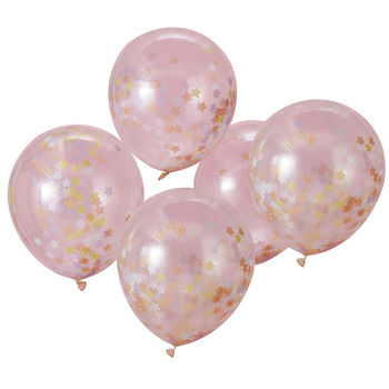 Pastel Star Confetti Party Balloons Five Pack, 2 of 3