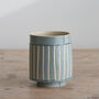 Pale Blue Stripe Short Ceramic Vessel, thumbnail 3 of 3