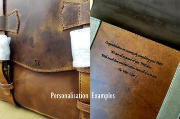 Personalised Handmade Real Leather Laptop Bag For Men, 10 of 11