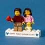 Personalised First Father’s Day Lego® Brick Minifig Gift: Cute New Parents Keepsake With Baby, thumbnail 1 of 10