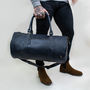 Personalised Leather Classic Duffle In Navy, thumbnail 5 of 10