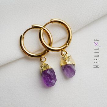 Raw Amethyst Crystal Earrings, 5 of 10