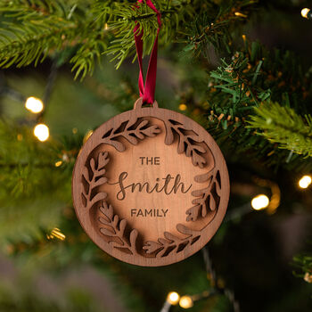 Personalised Wooden Wreath Bauble For Family By Dust and Things ...