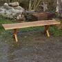 British Made X Leg Oak And Iron Bench, thumbnail 1 of 5