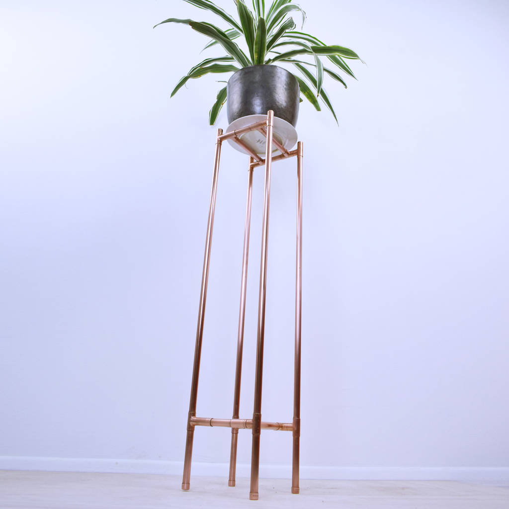 Tall Square Copper Plant Stand, 1 of 3