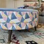 Louis Footstool In Pink Panther And Blue Velvet, thumbnail 2 of 3
