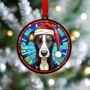 Whippet Black And White In Santa Hat Suncatcher Decoration, thumbnail 4 of 6