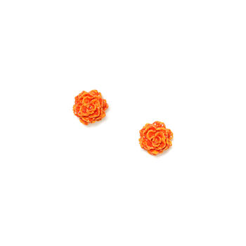 Stud Earrings Orange Flower, 3 of 3