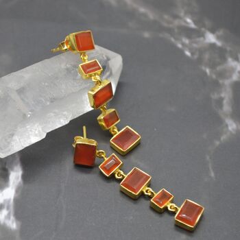 Orange Carnelian Earrings Or Aqua Chalcedony Earrings, 6 of 12