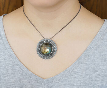 Large Labradorite Necklace Set In Black Sterling Silver, 2 of 2