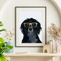 Custom Pet Portrait Wearing Glasses Personalised Dog Cat Gift, thumbnail 9 of 12