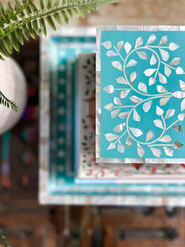 Mother Of Pearl Inlay Tray | Turquoise, 2 of 3