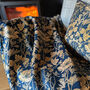 Luxury Super Soft Sherpa Throw Blanket Summer Navy Floral Design, thumbnail 3 of 6