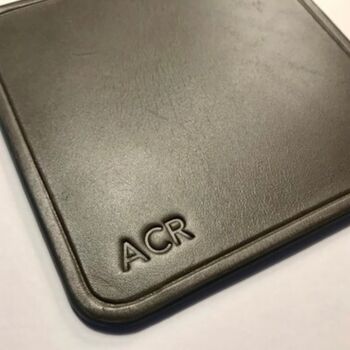 Personalised Stamped Leather Coaster, Grey, 6 of 12