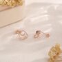 Sterling Silver Simulated Moonstone And Mobius Circle Stud Earrings, thumbnail 4 of 11