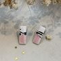 Baby Pink Ceramic Bar Stud Earrings Abstract Splatter Minimalist Studs, thumbnail 3 of 7