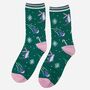 Women's Christmas Green Glitter Penguin Bamboo Socks, thumbnail 2 of 3